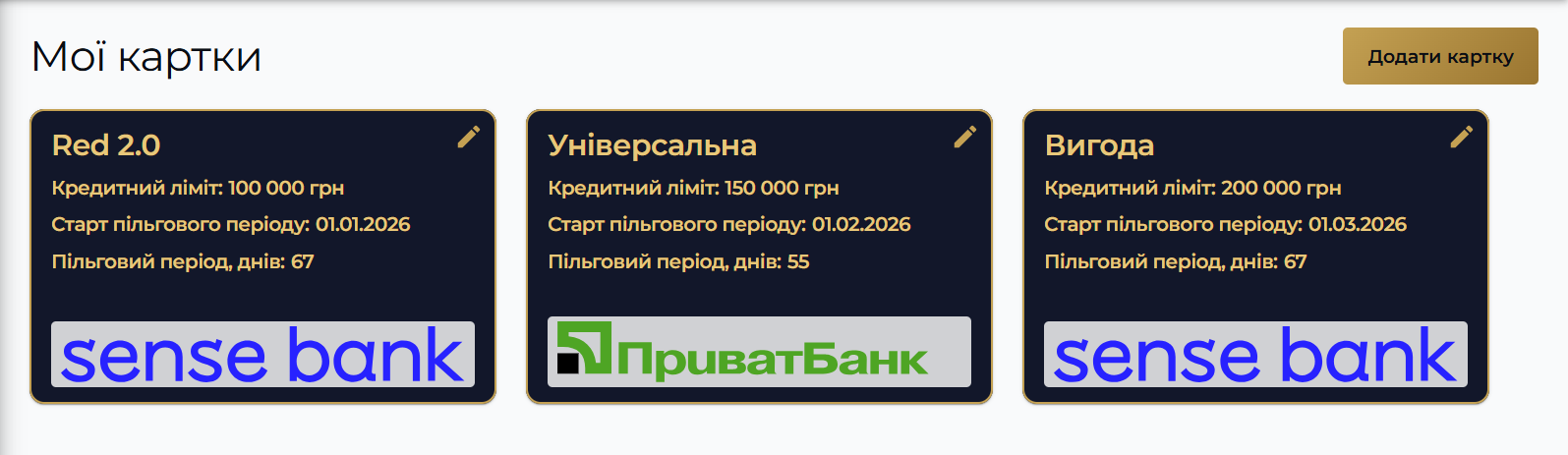 Облік банківських карток